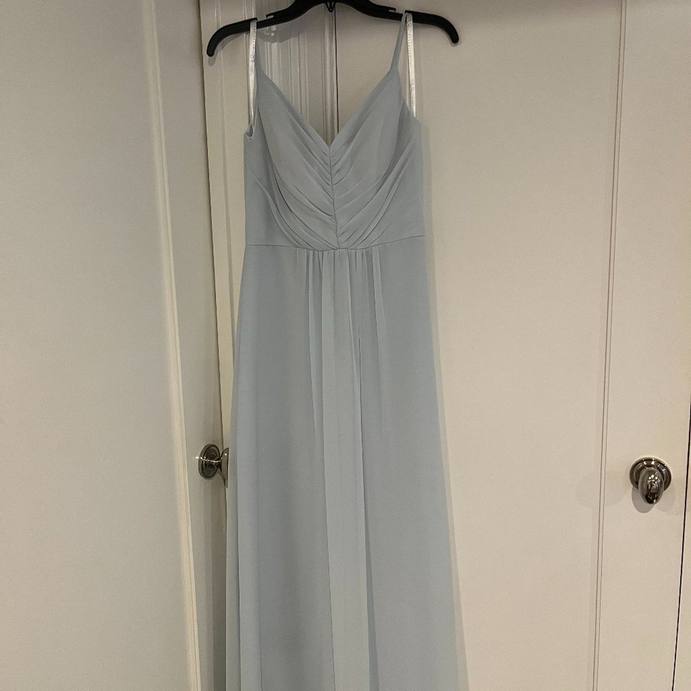 Hayley Paige Occasions Bridesmaid Maxi Dress - Style 5763, size 2, oasis blue